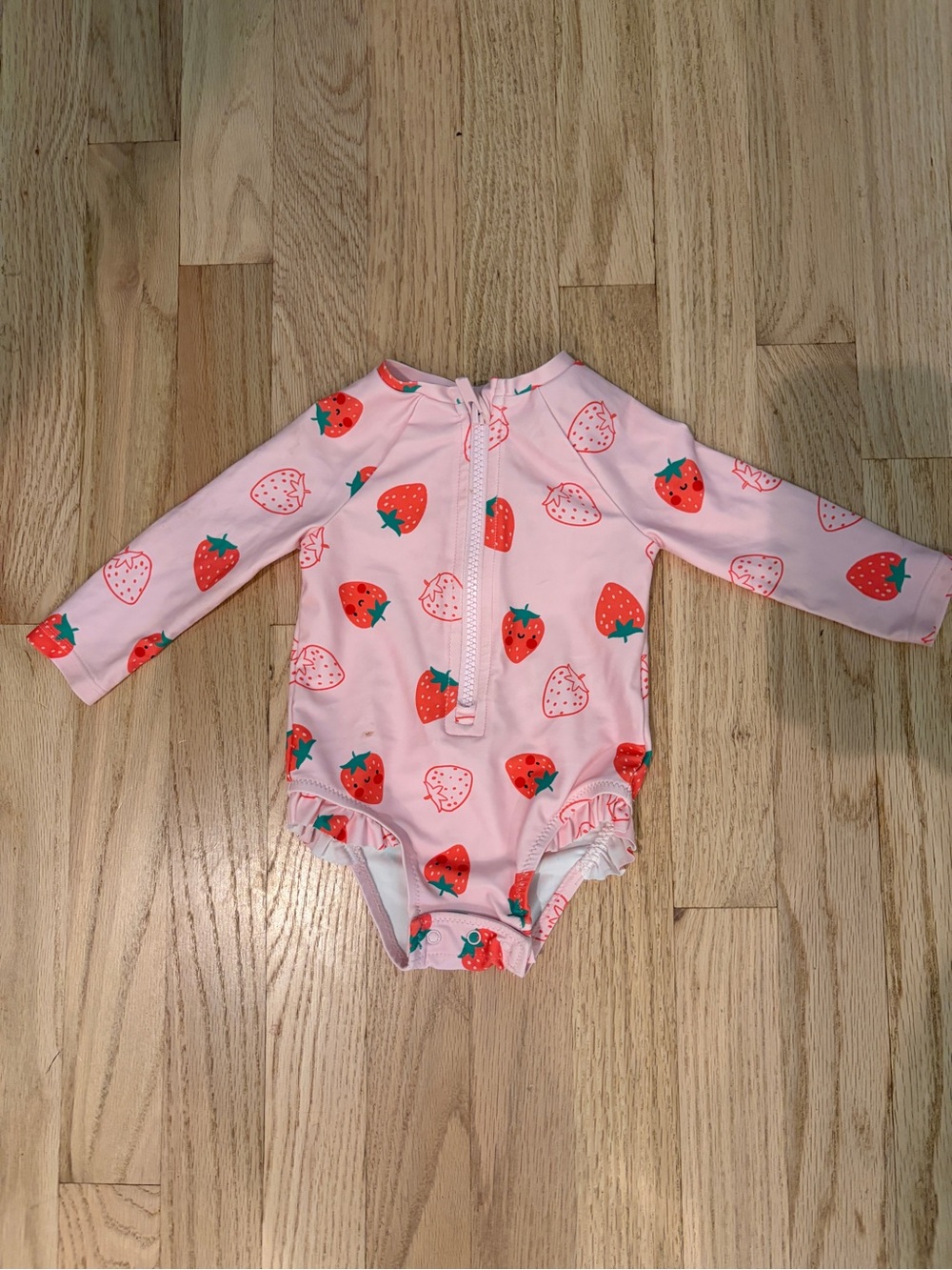 Old Navy Pink Long-Sleeve Strawberry One-Piece Swimsuit